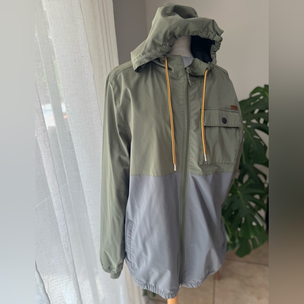 Voyager Men’s Ripstop Hooded Windbreaker Jacket‎ XL Sage/Gray